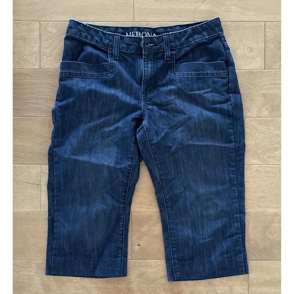Merona Women’s Dark Blue Mid Rise Capri Denim Jeans Size 8 - Picture 1 of 4